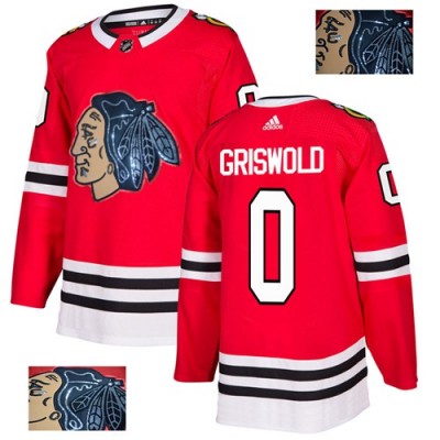 Adidas Chicago Blackhawks #00 Clark Griswold Red Home Authentic Fashion Gold Stitched NHL Jersey Men's